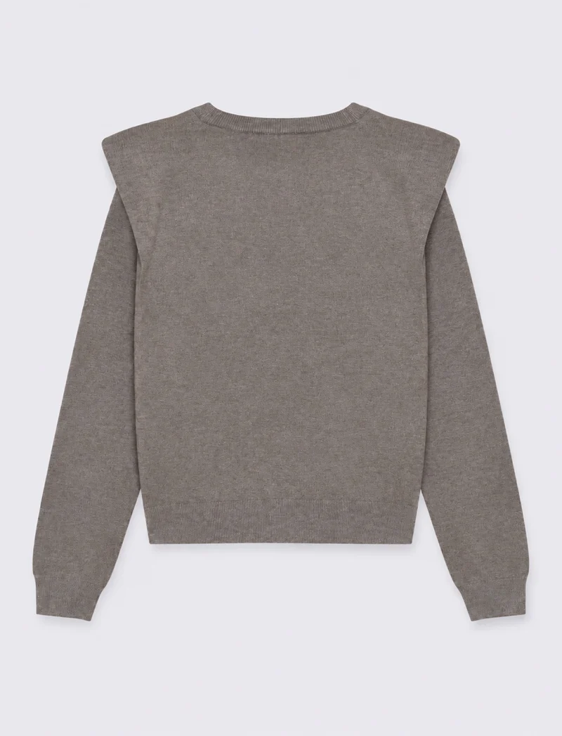 Pullover girocollo con spalline regolari - Grigio mel.