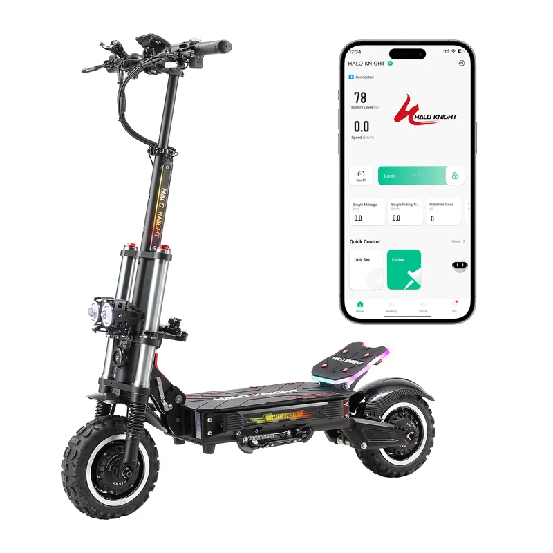 HALO KNIGHT T107 Pro (2025) 11" Foldable Electric Scooter 3000 W*2 Dual Motor 60V 38.4 Ah Battery