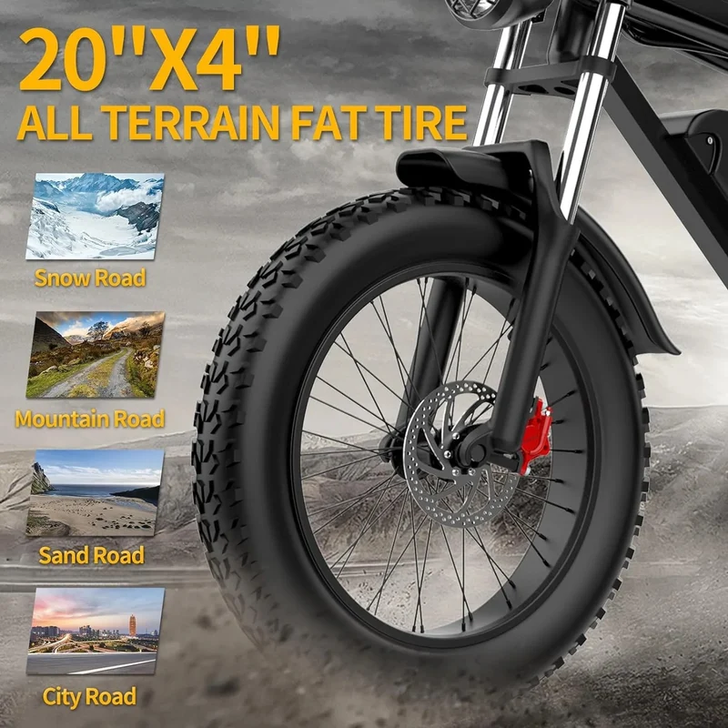 YVY C20Max 20" Fat Tires Electric Bikes 2*1000W Motor 52V 20Ah Dual Battery