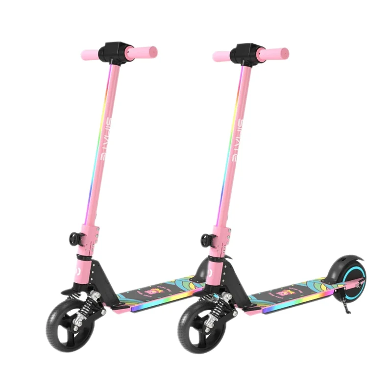 SIMATE S5 6.5" Kid's Foldable Colorful Body Lights Electric Scooter 130W Motor 24V 2.5Ah Battery (New)