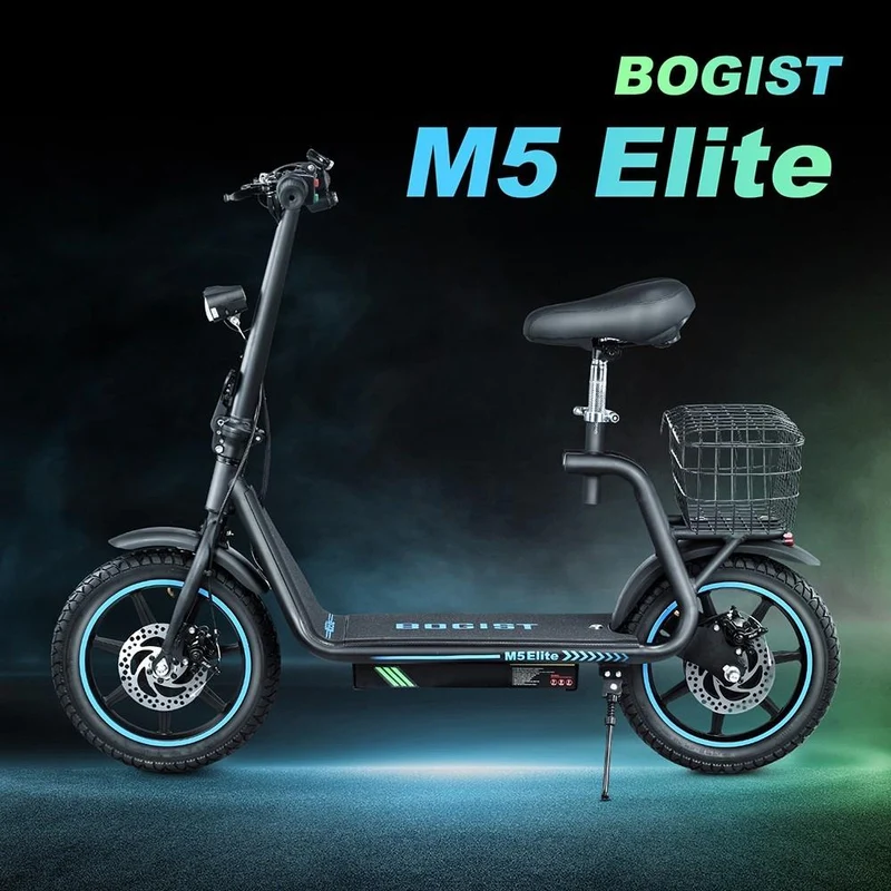 BOGIST AE86-ORIGIN M5 Elite 14" Electric Scooter 500W Motor 48V 13Ah Seat and Cargo Carrier
