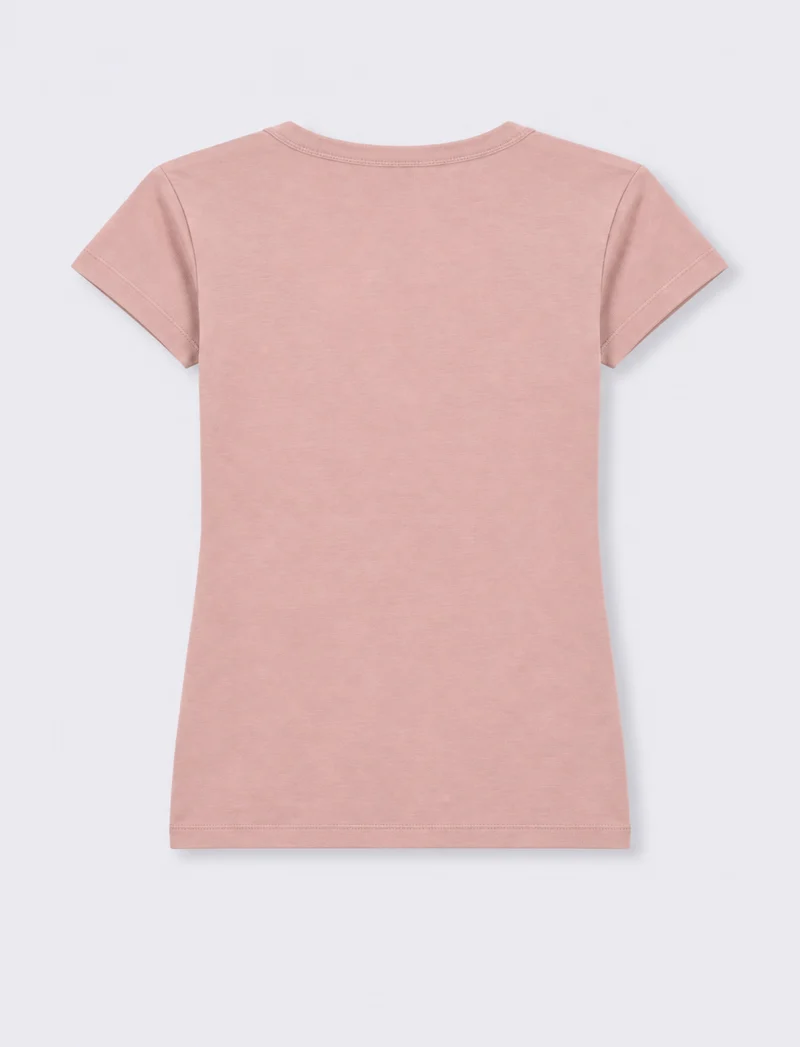 T-shirt con scollo a V - Rosa antico