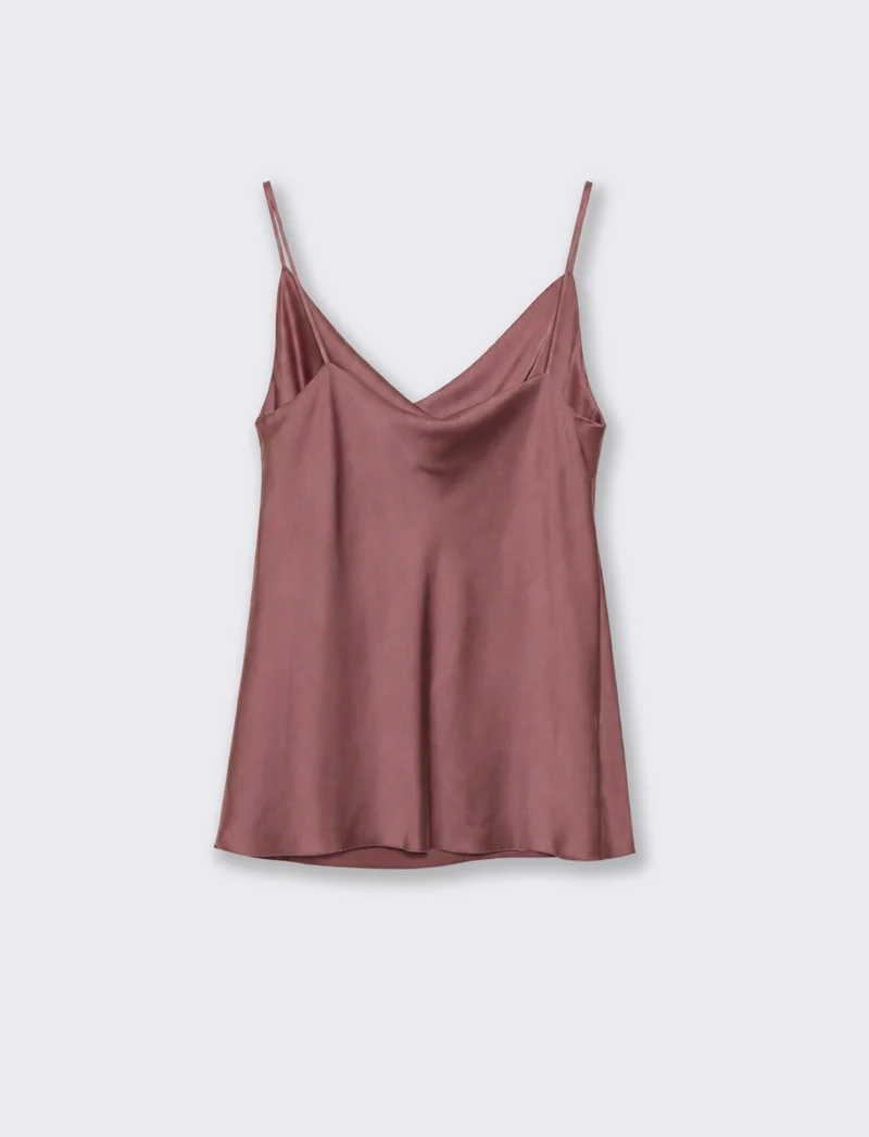Top con scollo drappeggiato e bretelle sottili - Rosa antico