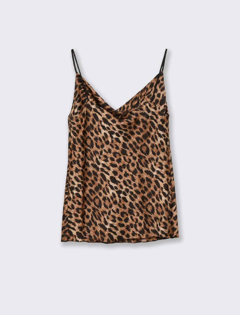 Top con scollo drappeggiato e bretelle sottili - Maculato