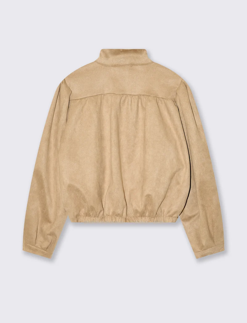 Giubbotto corto con elastico sul fondo e bottoni - Beige