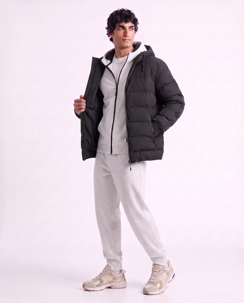 Giubbotto piumino uomo con cappuccio - Nero