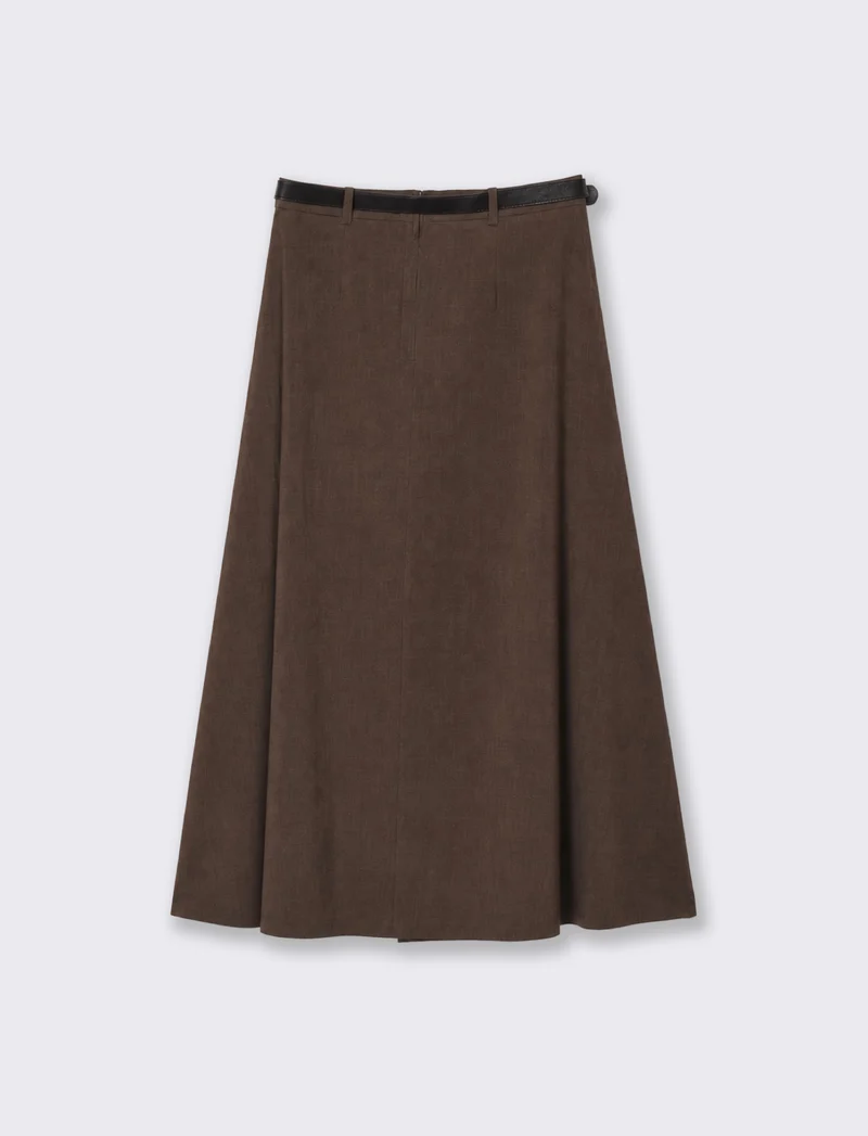Gonna longuette high waist elegante - Tortora melange