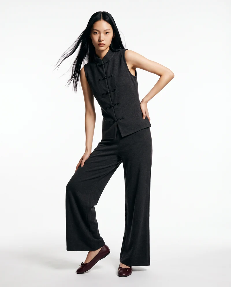 Pantaloni morbidi con elastico in vita - Nero