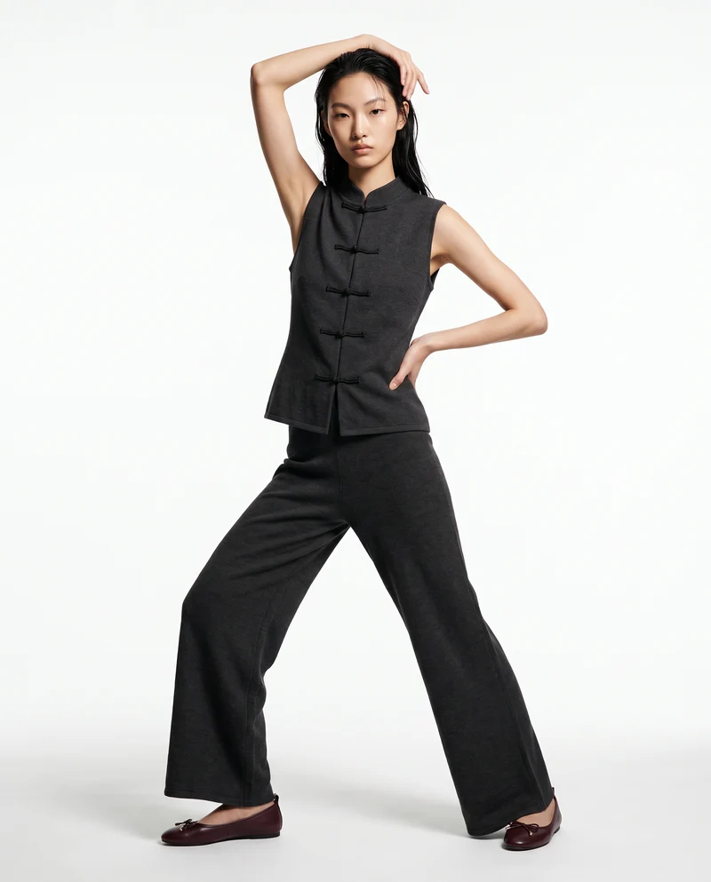 Pantaloni morbidi con elastico in vita - Nero