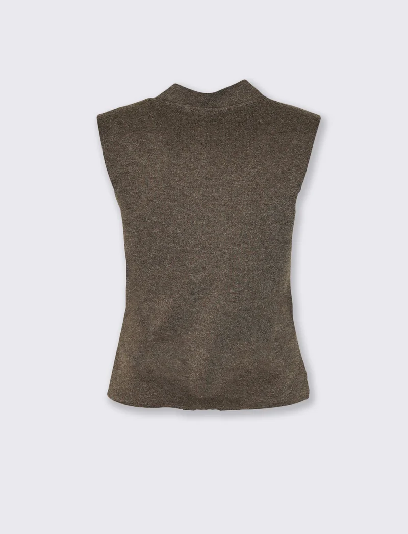 Gilet con collo alla coreana e chiusura ad alamari - Grigio fango