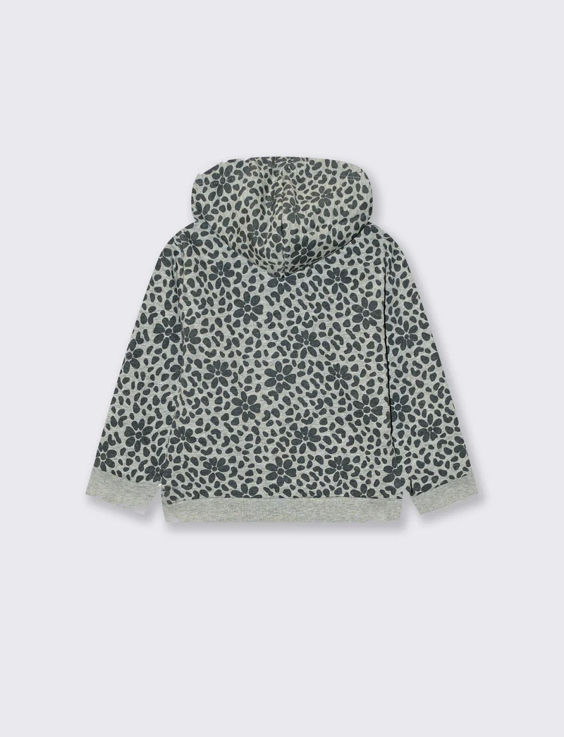 Felpa basica con stampa all over - Grigio mel.