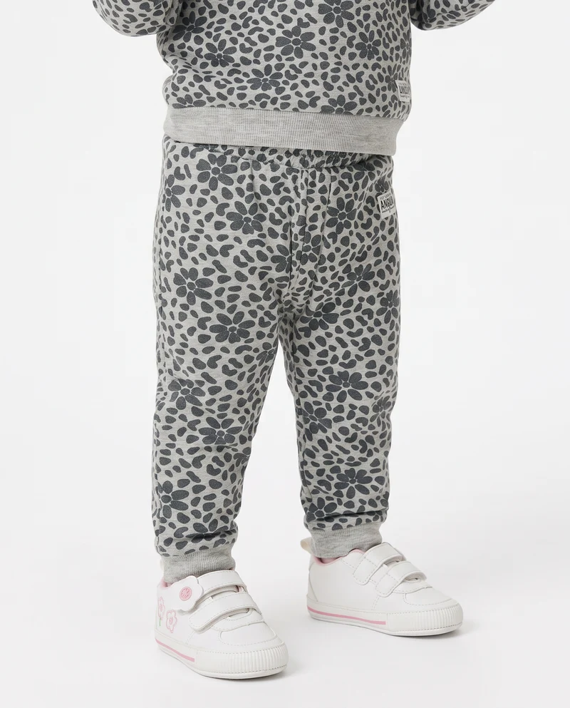 Jogger basico con stampa all over - Grigio mel.