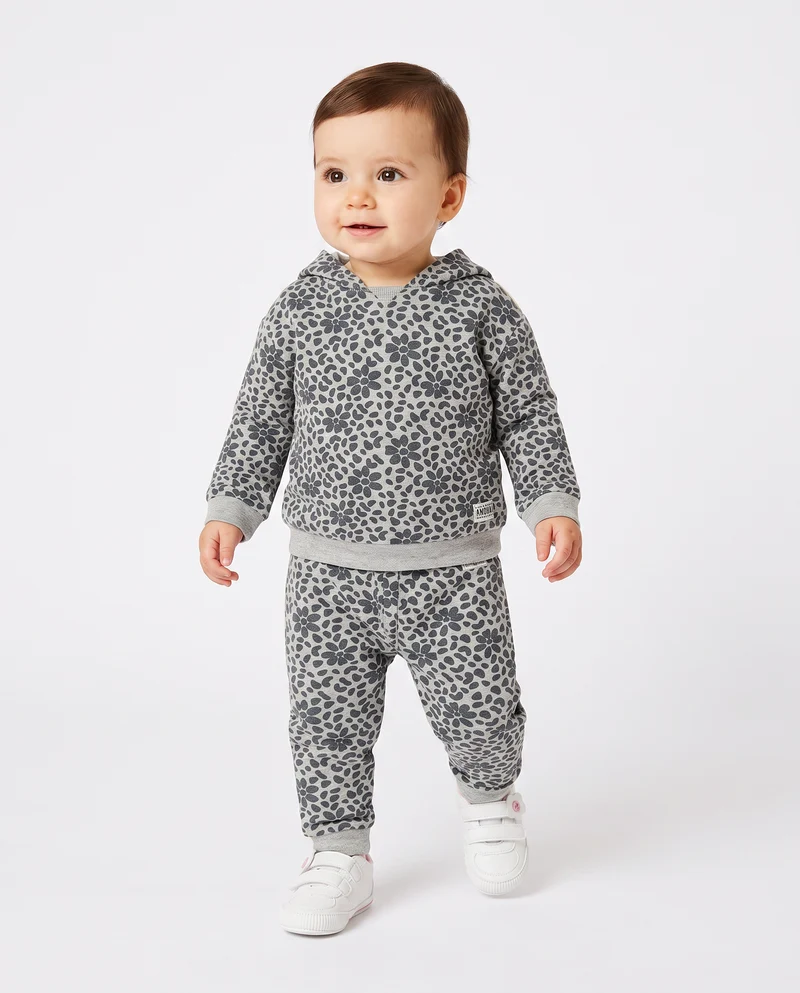 Jogger basico con stampa all over - Grigio mel.