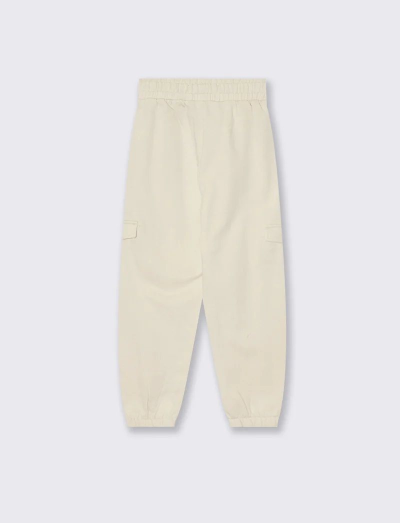 Jogger bambina comodi con tasconi e vita elastica - Beige