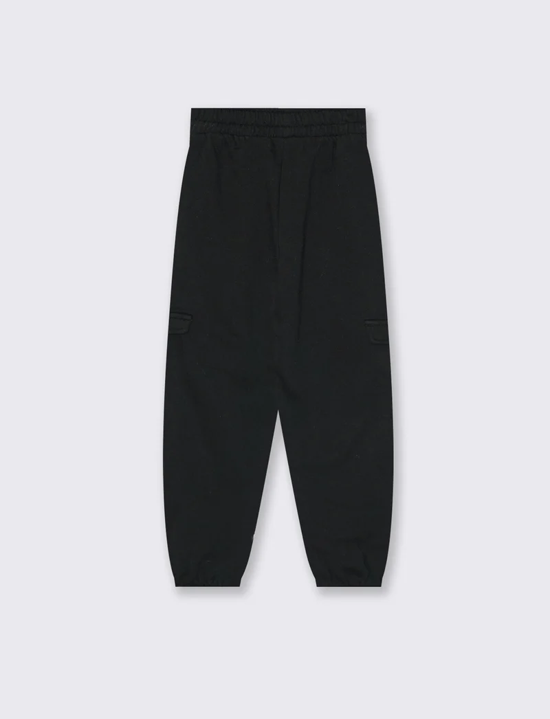 Jogger bambina comodi con tasconi e vita elastica - Nero
