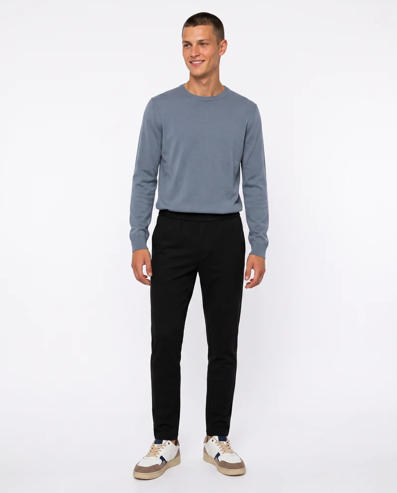 Pantaloni Chino Uomo in Tessuto Diagonale - Blu
