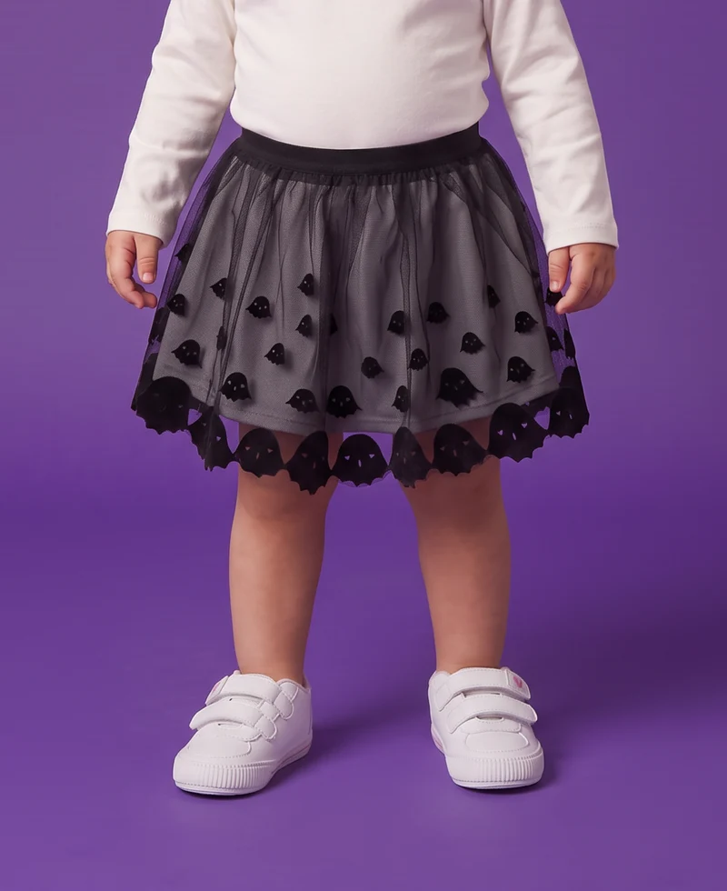 Gonna in tulle stile Halloween con stampa - Nero