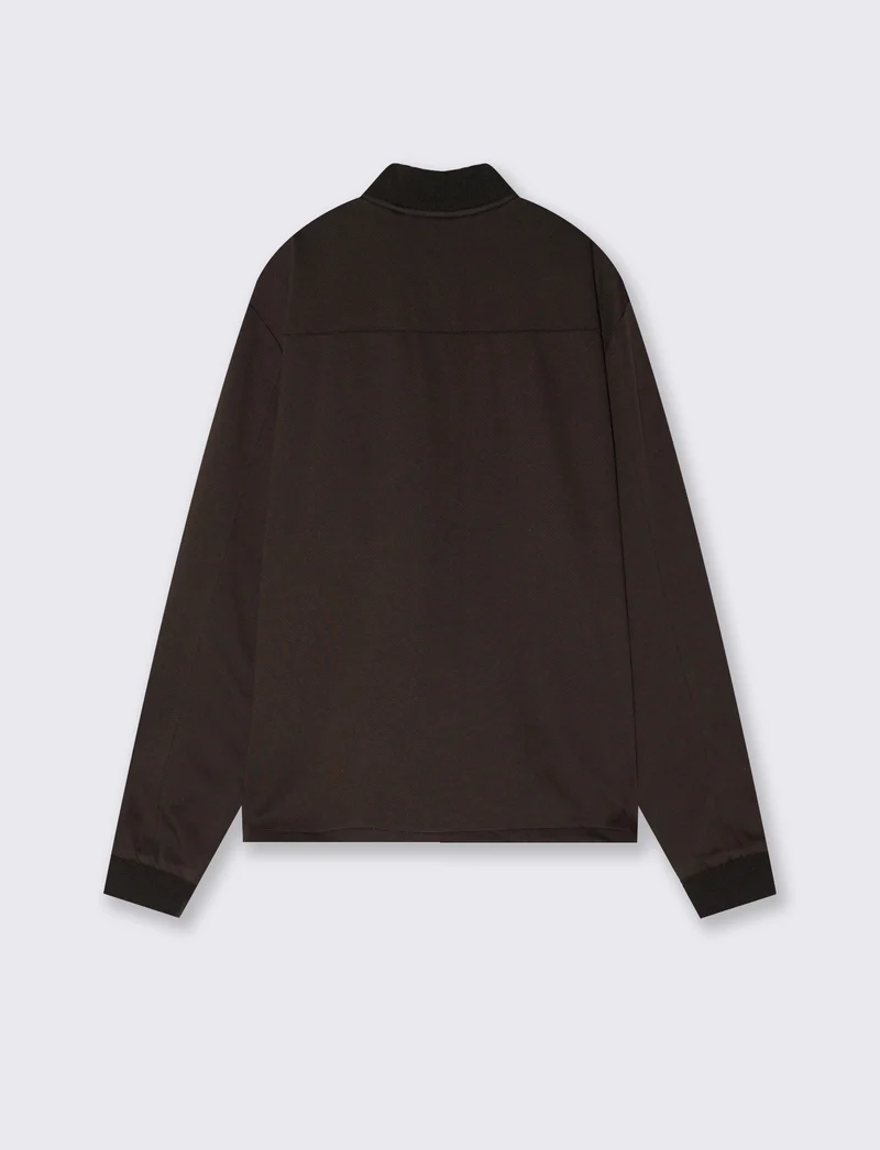 Felpa Lupetto Cardigan Uomo in Tessuto Diagonale - Moro