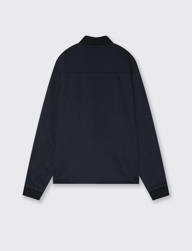 Felpa Lupetto Cardigan Uomo in Tessuto Diagonale - Blu