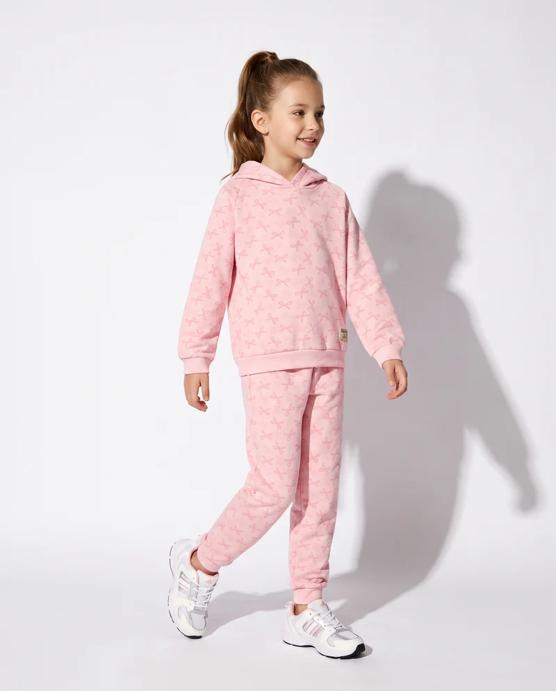 Jogger da bambina in tessuto garzato - Rosa