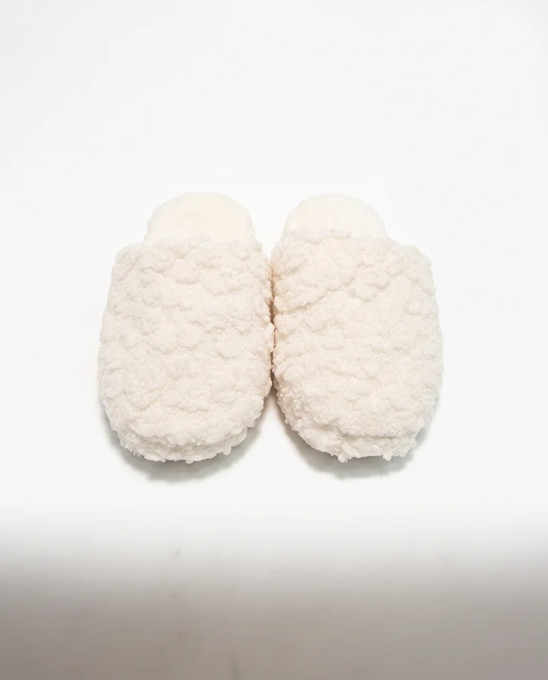 Pantofola da effetto bouclé - Crema