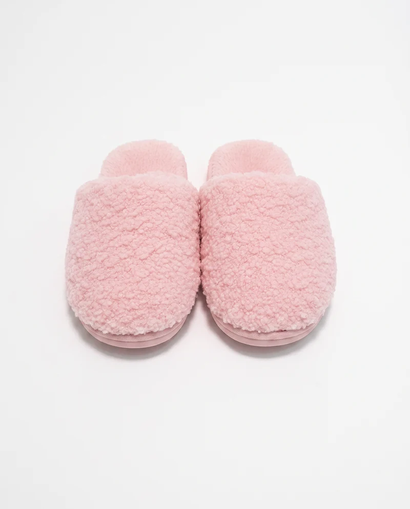Pantofola da effetto bouclé - Rosa