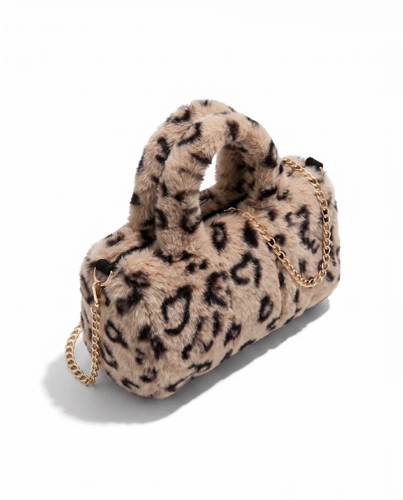 Borsa bauletto in finta pelliccia - Leopardato