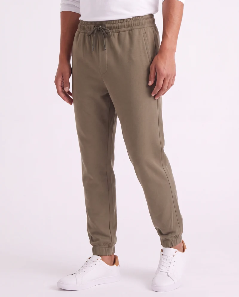 Pantaloni Jogger Premium in Interlock - Verde kaki
