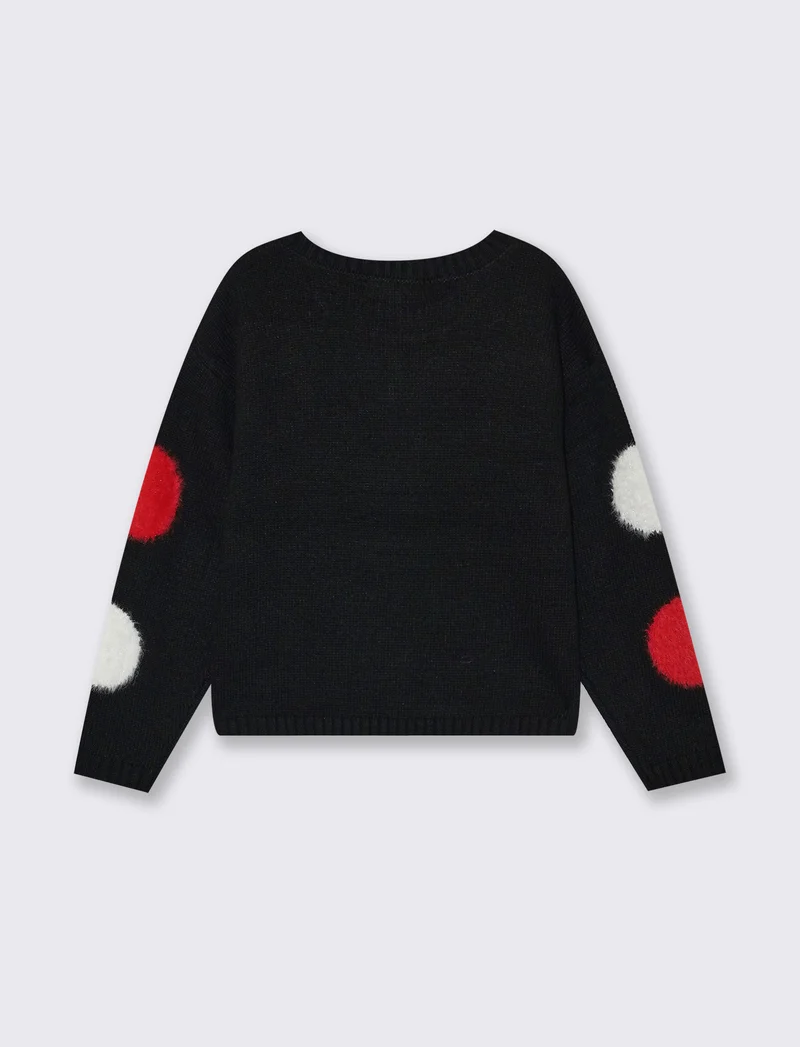 Maglioncino girocollo in lurex jaquard - Nero