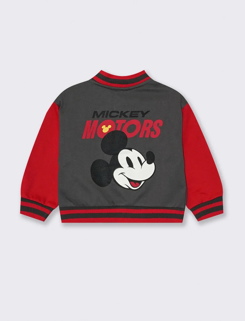 Felpa college con Mickey Mouse e bottoncini - Grigio piombo
