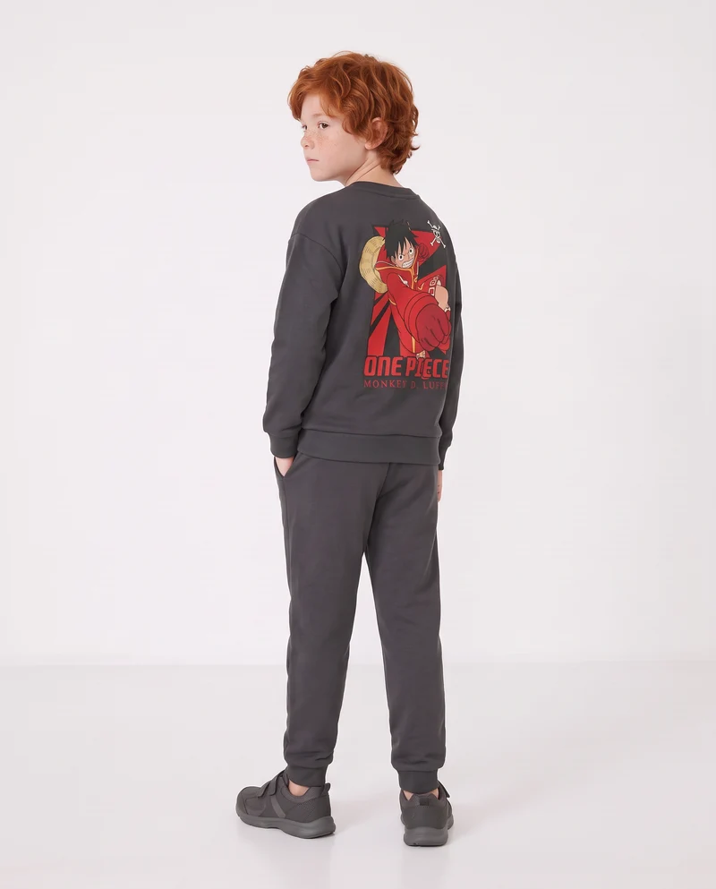 Felpa girocollo One Piece grigio piombo - Grigio piombo