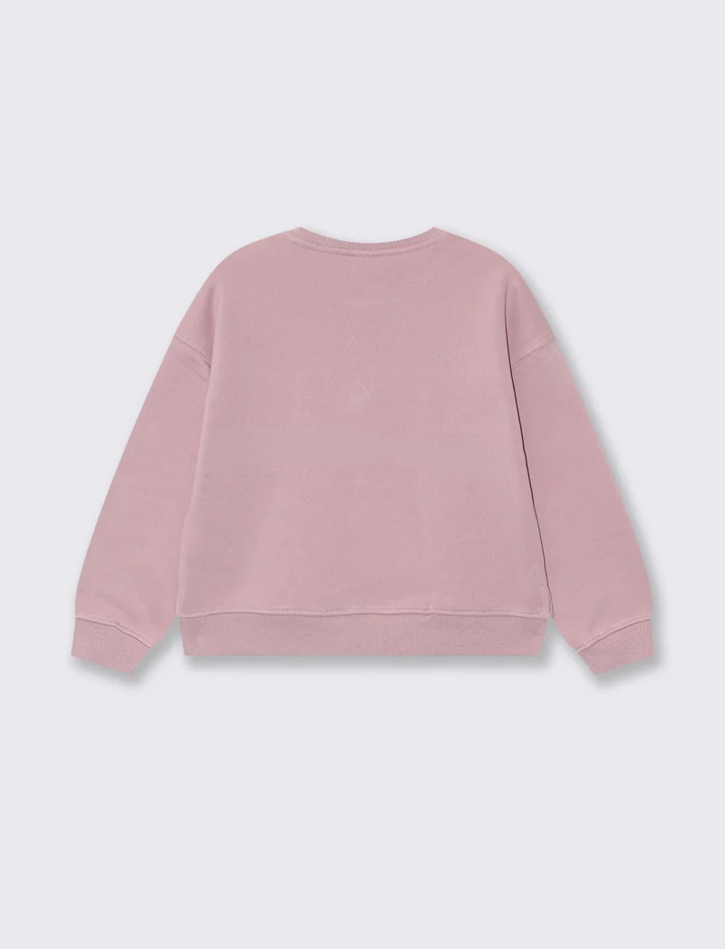 Felpa girocollo sporty-chic per bambina - Rosa polvere