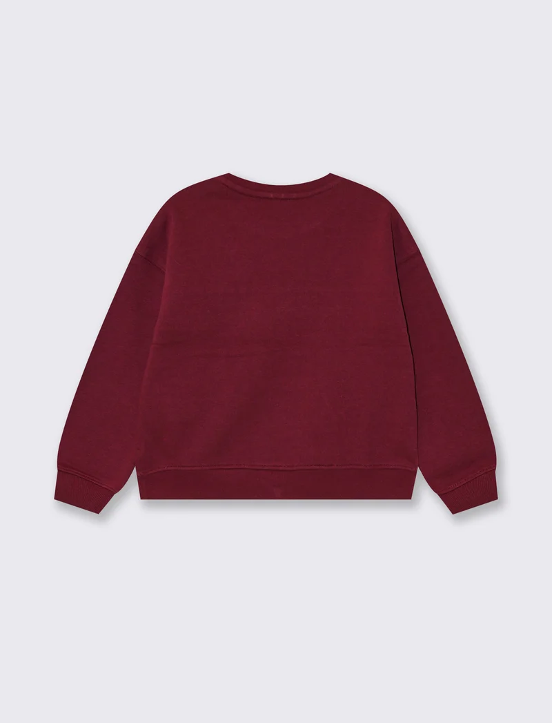 Felpa girocollo sporty-chic per bambina - Ciliegia