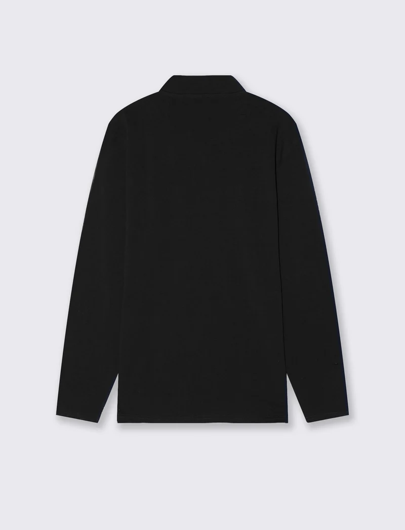 T-shirt lupetto maniche lunghe slim fit - Nero
