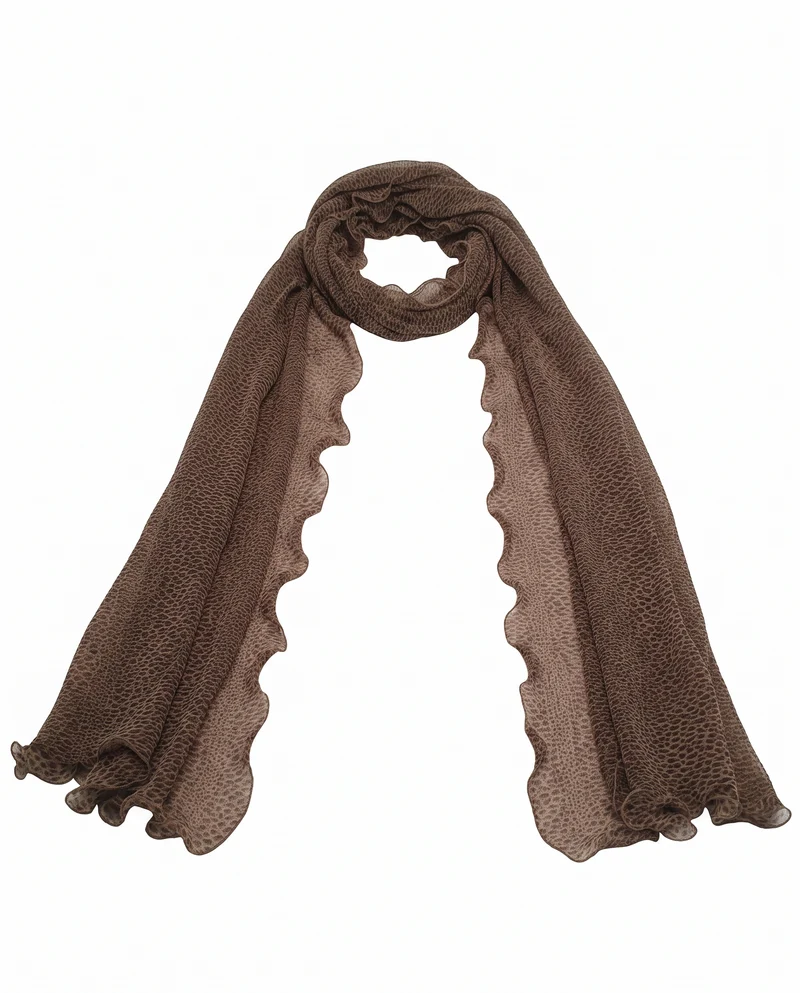Foulard leopardato con rouche - Marrone