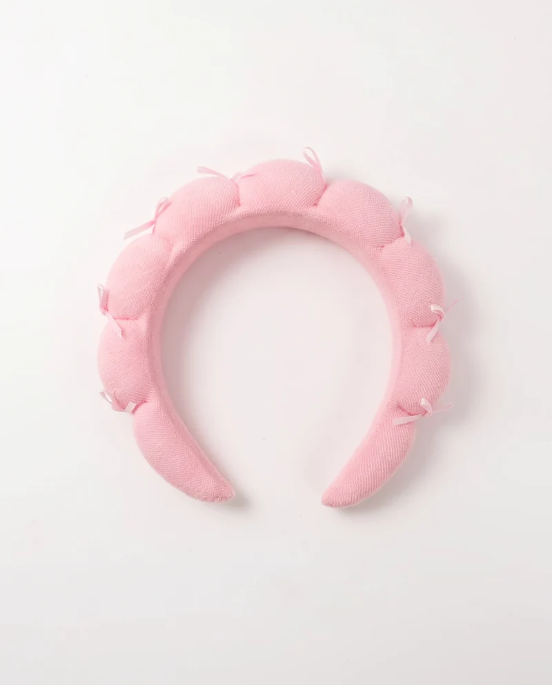 Cerchietto in spugna con fiocchetti - Rosa