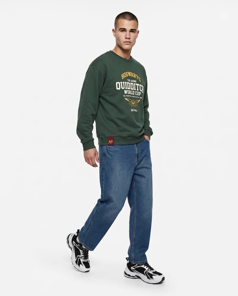 Felpa Harry Potter girocollo uomo boxy fit - Verde