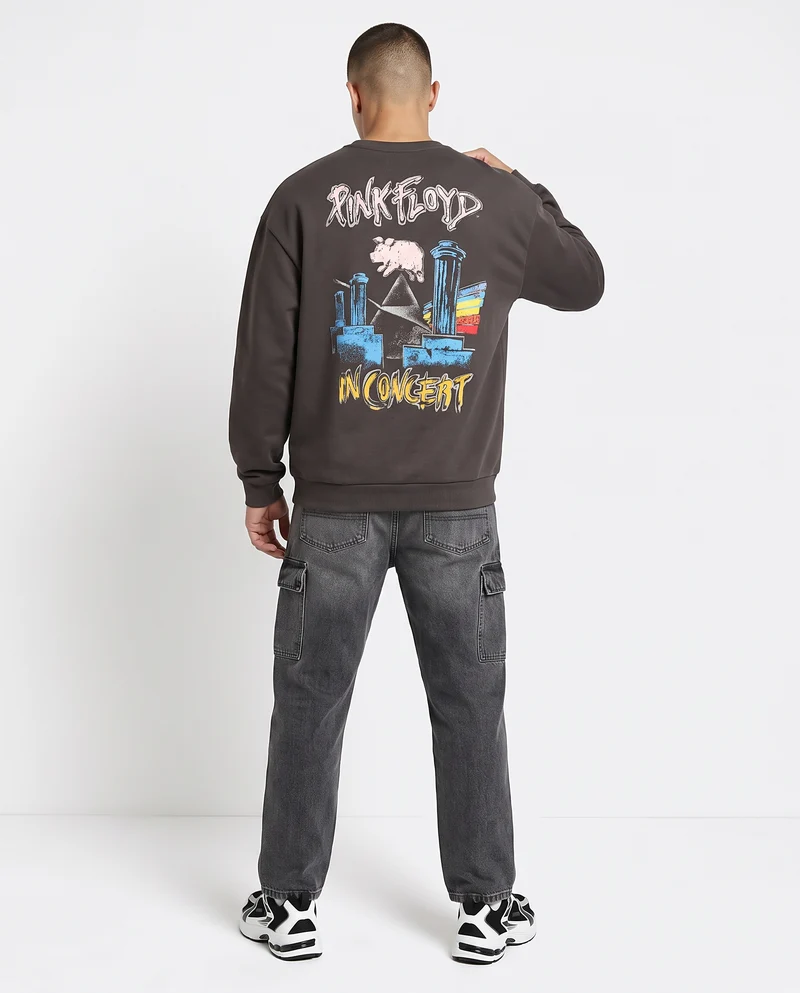 Felpa girocollo Pink Floyd uomo boxy fit - Grigio piombo