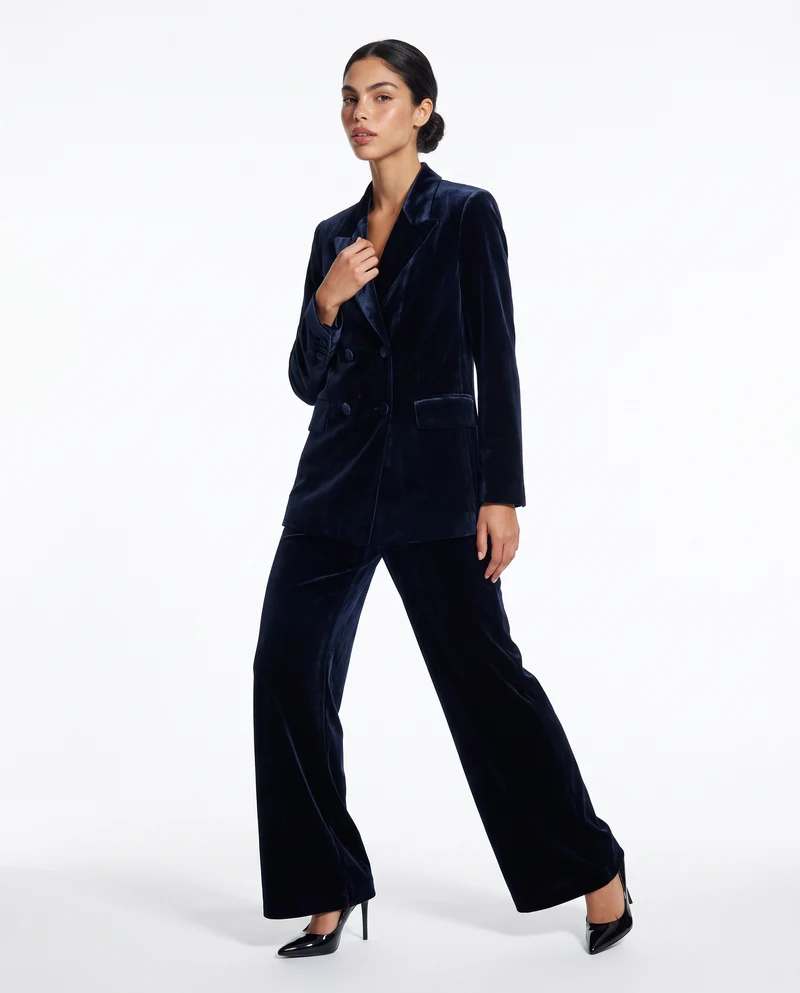 Giacca doppiopetto in velluto elegante - Blu