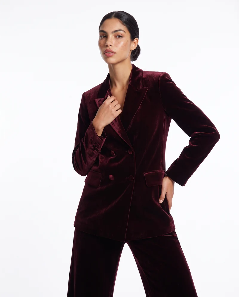 Giacca doppiopetto in velluto elegante - Bordeaux