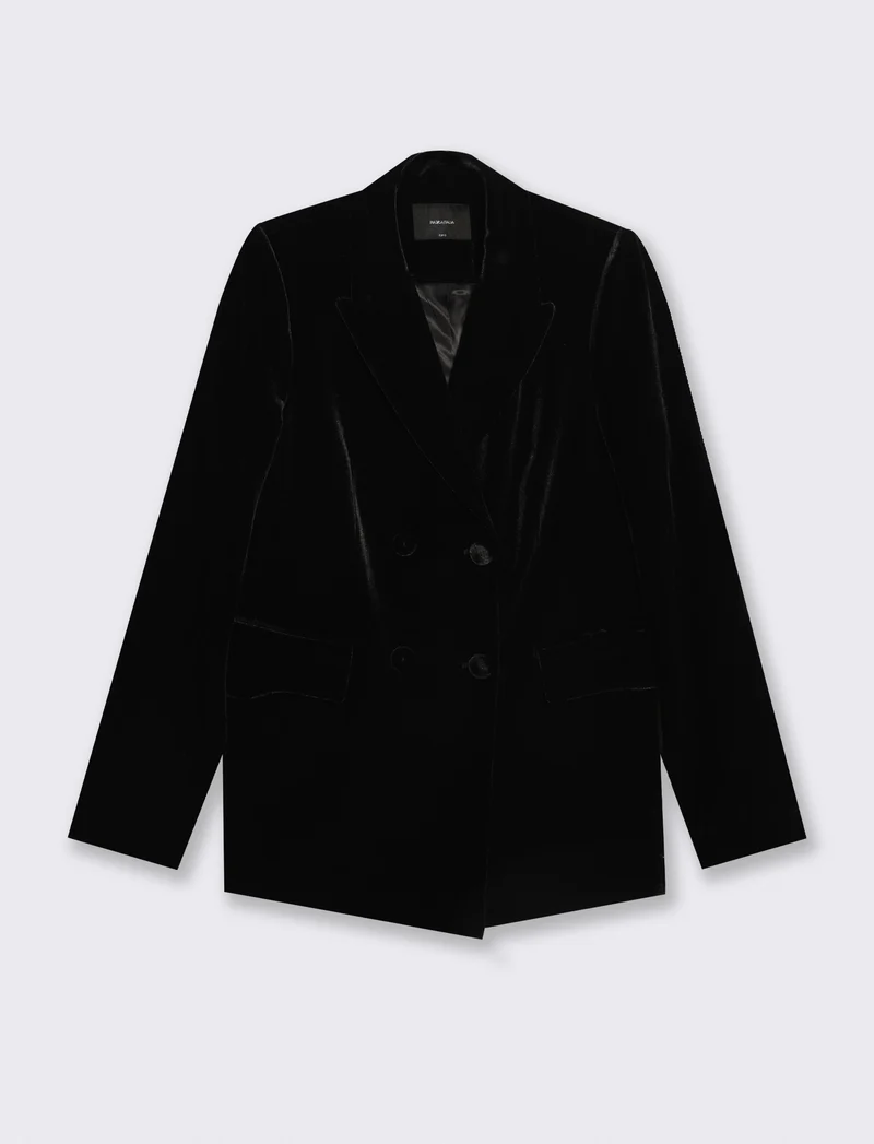 Giacca doppiopetto in velluto elegante - Nero