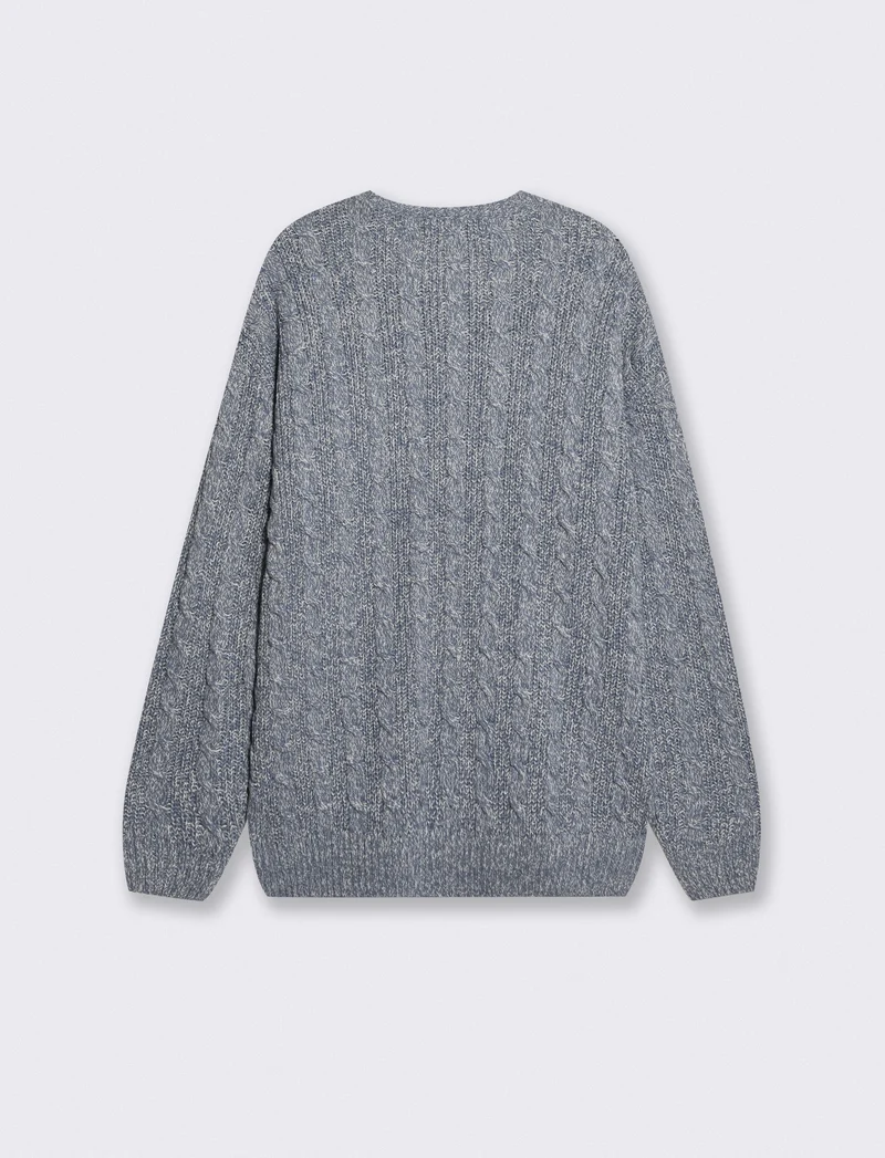 Maglia girocollo a trecce bicolor - CARTA DA ZUCCHERO
