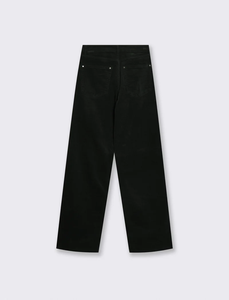 Pantalone in velluto wide leg cinque tasche - Verde bosco