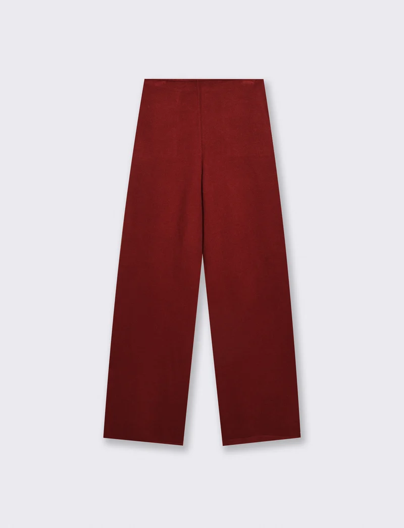 Pantalone in maglia con elastico e tasche - Bordeaux
