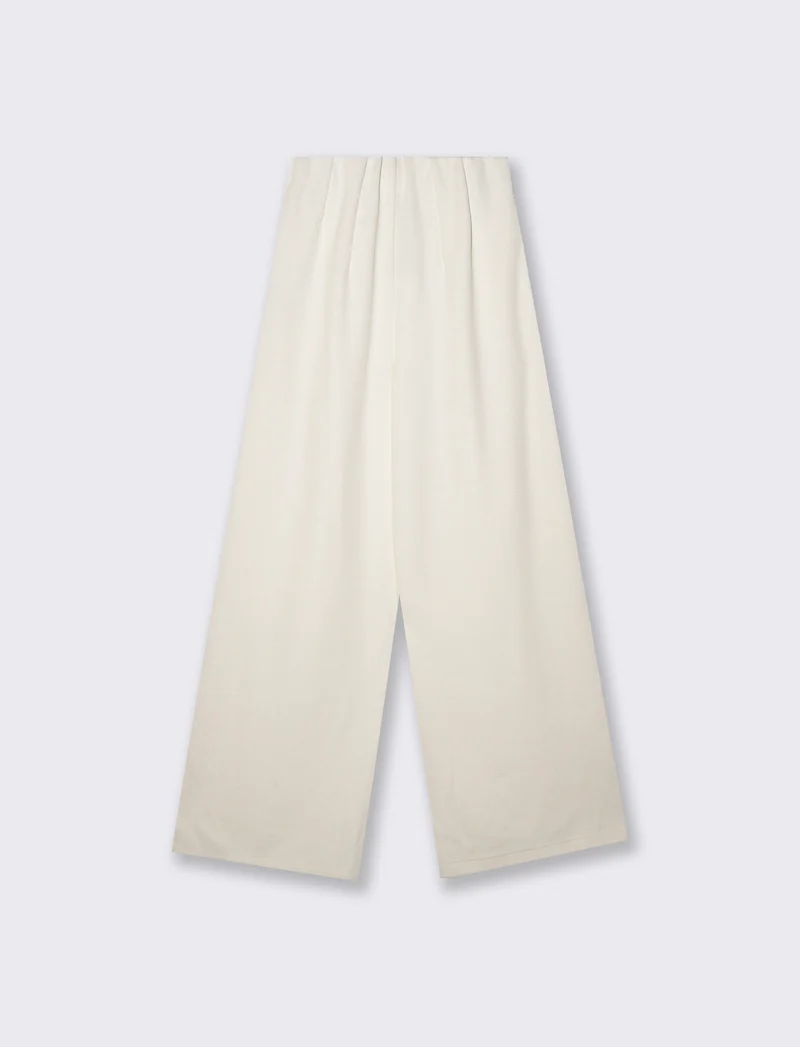 Pantalone palazzo a vita alta con tasche - Avorio