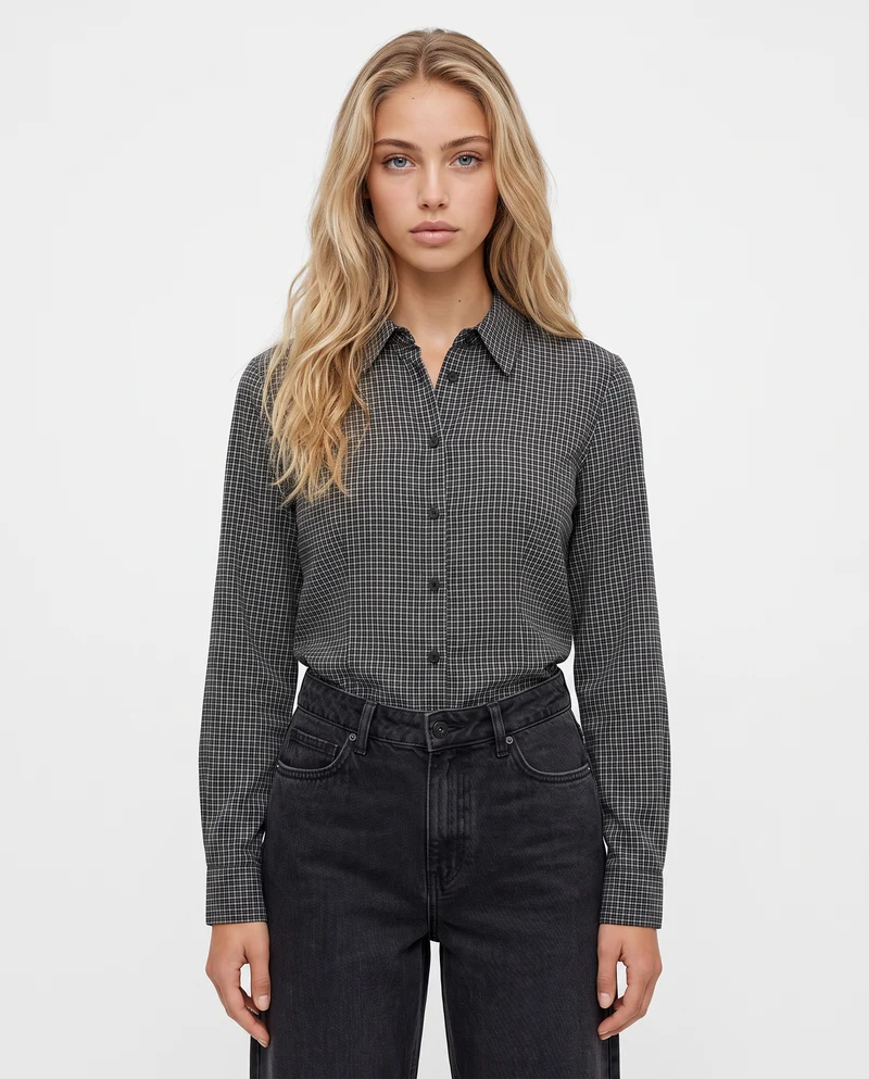 Camicia a quadri manica lunga slim - var 2
