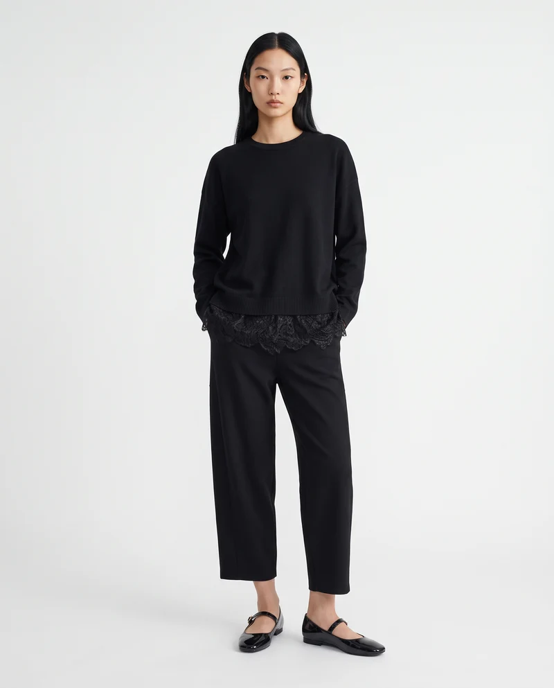 Maglia over paricollo manica lunga - Nero