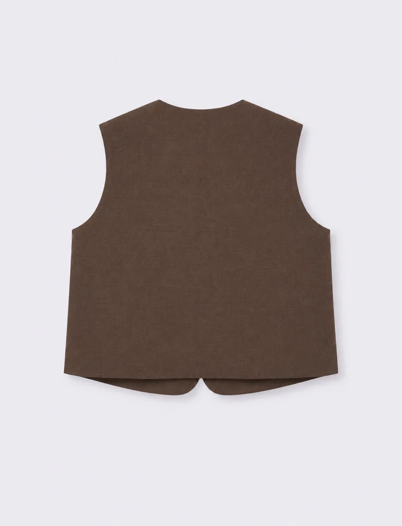 Gilet corto foderato elegante e versatile - Tortora melange