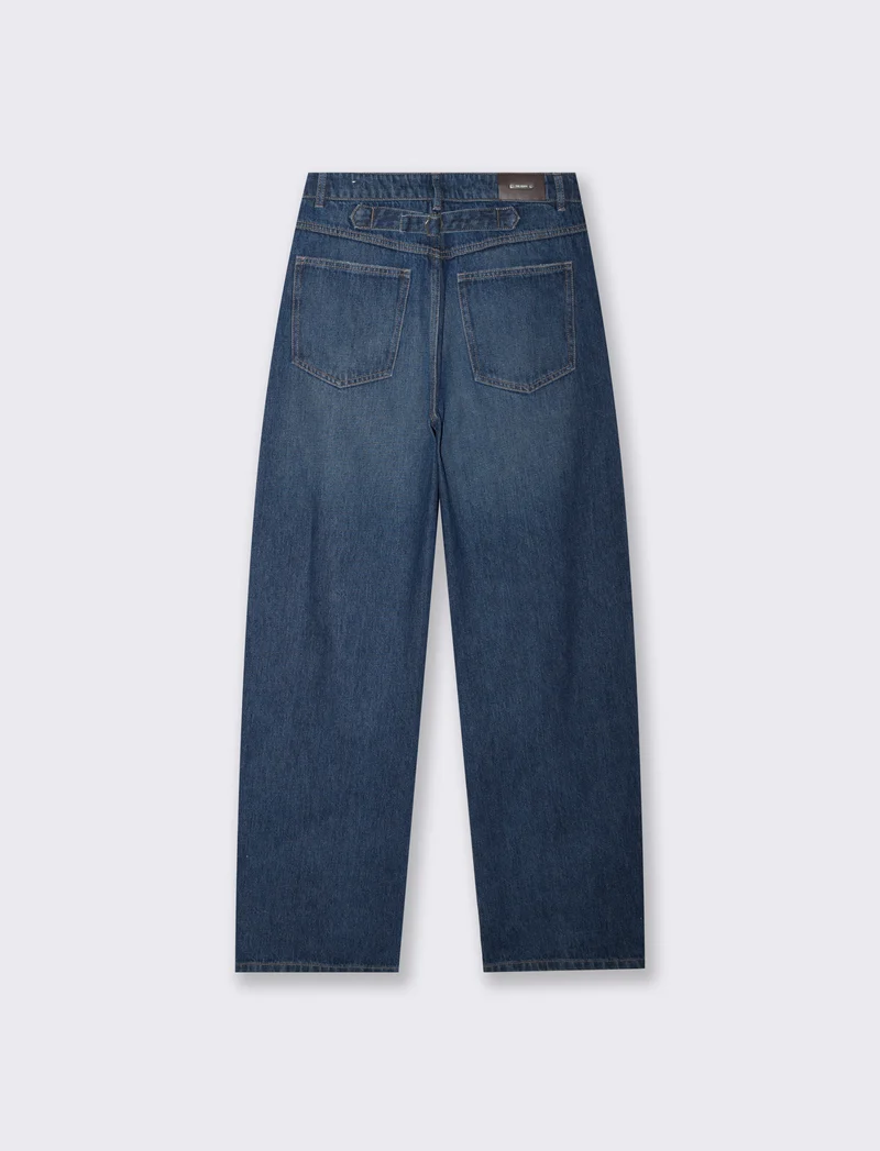 Jeans tapered a vita alta cinque tasche - Denim