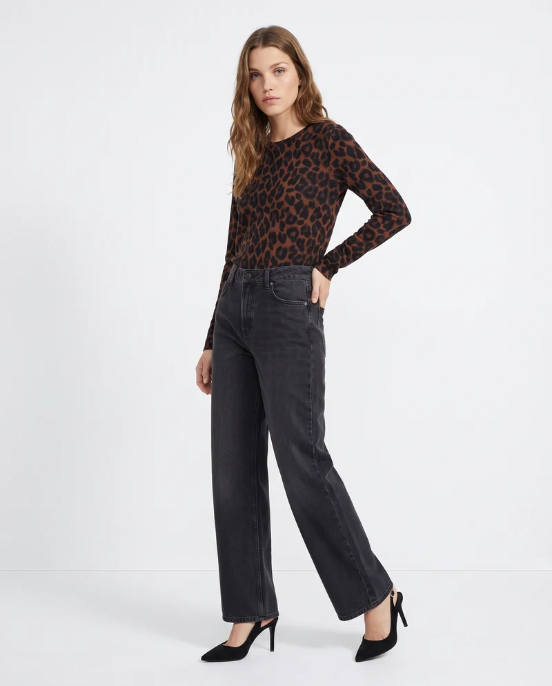T-shirt manica lunga slim stampata - var 1